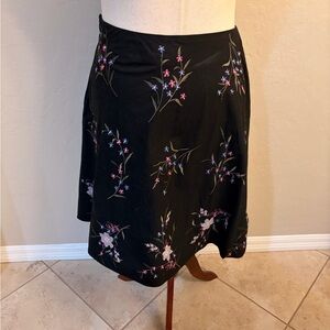 Covington Black Floral A-Line Skirt